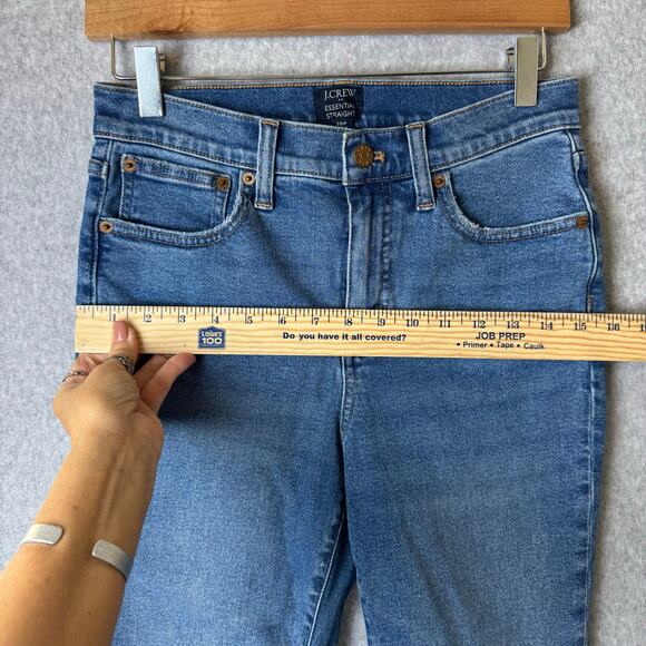 J.Crew Essential Straight Leg Jeans Women’s Size 26 Dark Wash Raw Hem Fair Trade - Picture 11 of 14